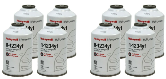 Honeywell R-1234yf, Eight 8 ounce Cans (TWO CASES) (Brand may vary between Honeywell or National Refrigerants)